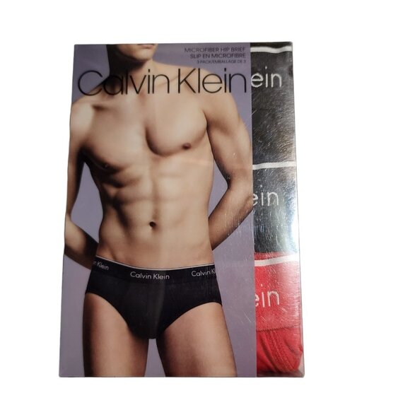 Calvin Klein‎ Men's Underwear Microfiber Hip Brief 3-Pack Polyester - Picture 1 of 3